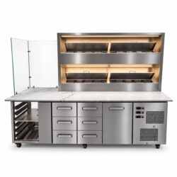 ADR-CHEEF pizzavetolaatikosto valkoinen graniitti, 2400x800x2000mm